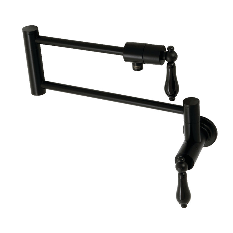 Kingston Brass Duchess Two-Handle 1-Hole Wall Mount Pot Filler Faucet, Matte Black
