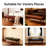 Mid - Century Modern Tufted Genuine Leather Bench with Solid Wood Legs-1811132827