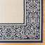 Tapis d'intérieur / extérieur en polypropylène tissé à plat à bordure à volutes crème bleu marine beige Solterra Guilhermino