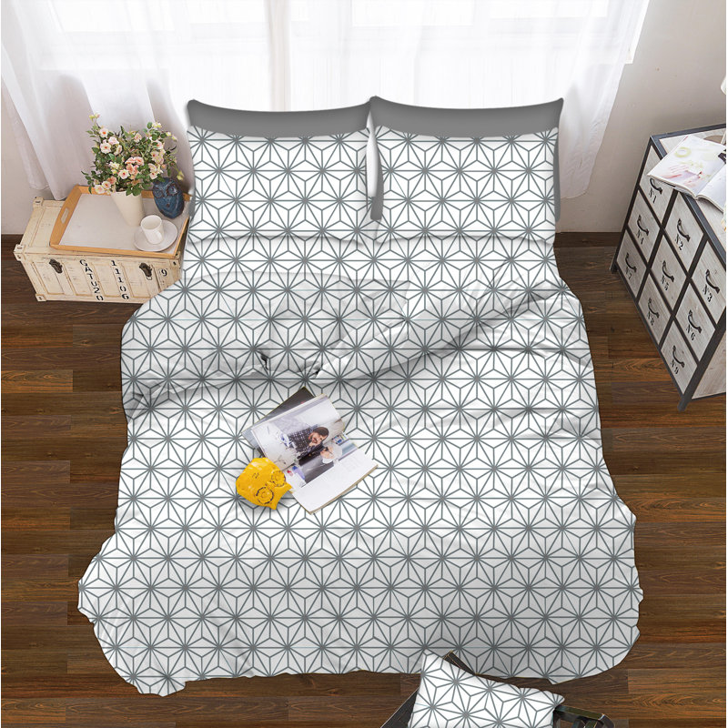 Ensemble de draps Cube, Gris, Ensemble de draps pour lit double + drap-housse + 