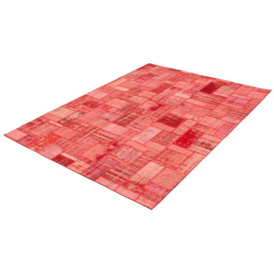 Tapis décoratif en laine rouge noué à la main des années 1980 de conception unique 7 pi x 9 pi 9 po Borrell