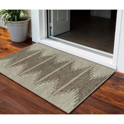 Tapis extérieur lavable abstrait café et ivoire 3 pi x 5 pi