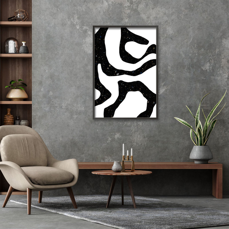 Abstract Black Gems by  - Picture Frame Painting on Paper, 36" H x 24" W x 1.5" D, Wrapped Canvas, Does Not Apply