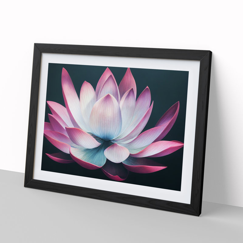 Excellent Lotus Flower 1 Piece Single Picture Frame Wall Art, 46cm H x 64cm W x 2cm D, Black