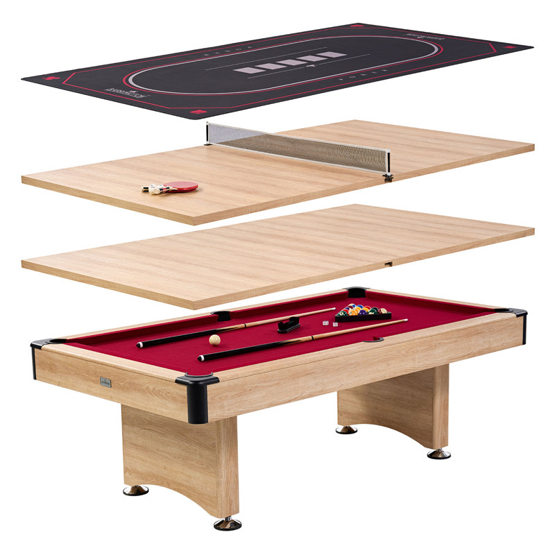 Barrington Billiards Ridgewood Table combinée 4 en 1, table de billard, salle à manger, tennis de table et poker, retour de balle intégré