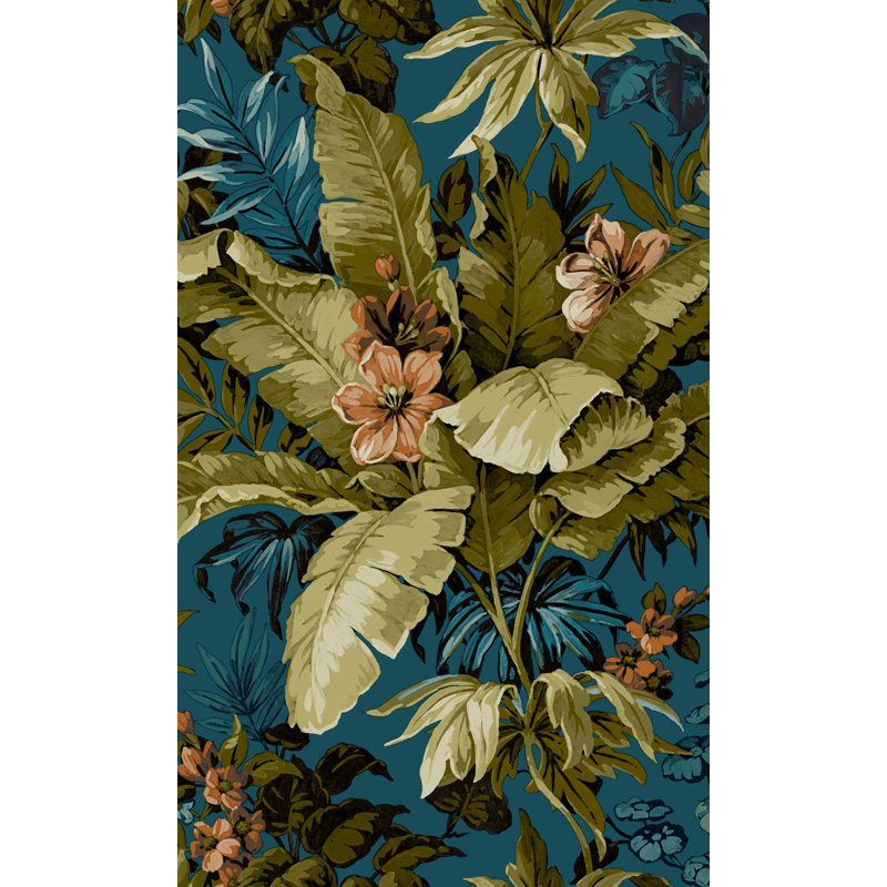 Papier peint botanique Asperia, Bleu