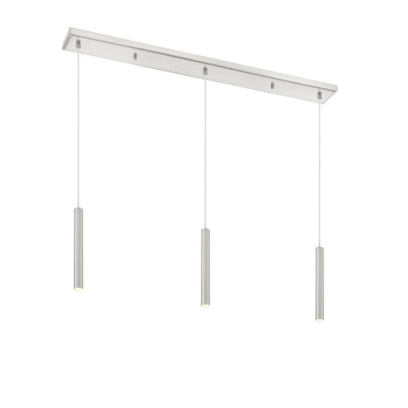 Bowning 3 - Light Kitchen Island Pendant, Brushed Nickel, Brushed Nickel
