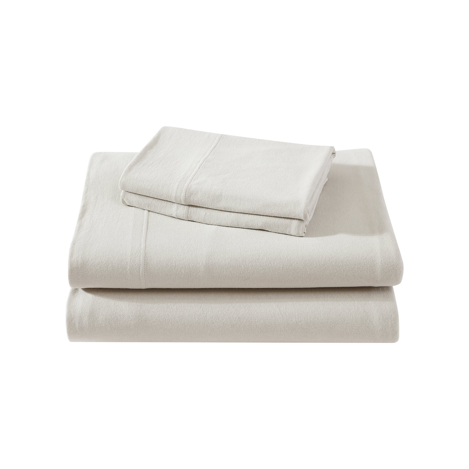 Cotton Blend Jersey Knit Sheet Set,  Egret, Twin