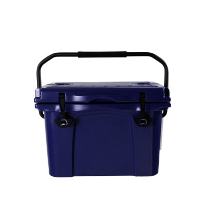 25qt Insulated Hard Cooler With 5 - Day Cold Retention, Bottle Opener, And Quick V Shaped Drainage. Suitable For Outdoor Adventures Portable Use: Drainage System. Blue Plastic