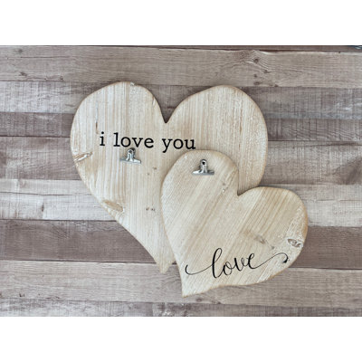 Double Heart Wood Wall Memo Board