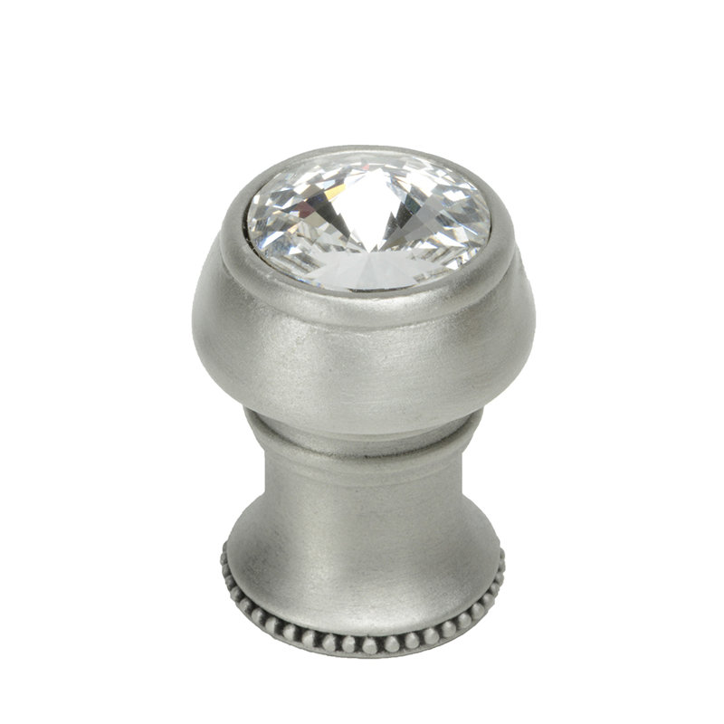 Poignée ronde en cachemire avec pied évasé et cristal Swarovski transparent avec mercure doré, Satin