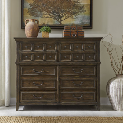 Trelawny 10 Drawer 58" Wide Dresser - Saddle Brown