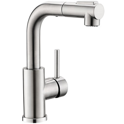 Robinet de salle de bain moderne en acier inoxydable, nickel brossé, douchette extractible pour lavabo de cuisine pivotant à 360 °