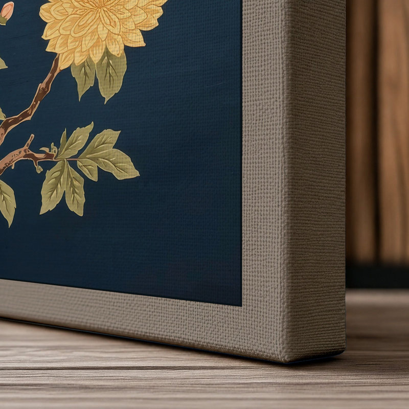 Scattered Blossoms Japandi - Wrapped Canvas, 18x12 - 45.7 x 30.5 cm, Taupe Border