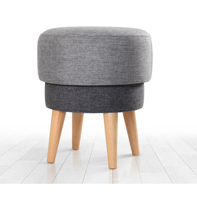 Stylish Pouffe with Beechwood Legs, Grey Linen Cover, 20.1 in Height x 18.5 in Diameter | Orthopedic 35 DNS Sponge, 2.4 in Thickness | Versatile Seating & Decor for Living Room, Bedroom, or Office
