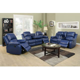 Branscome 3 Piece Vegan Leather Manual Reclining Living Room Sofa Set