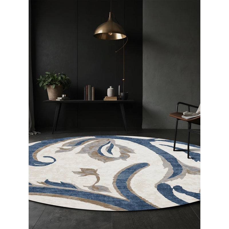 Tapis gris lavable à la machine, Rond 4 pi