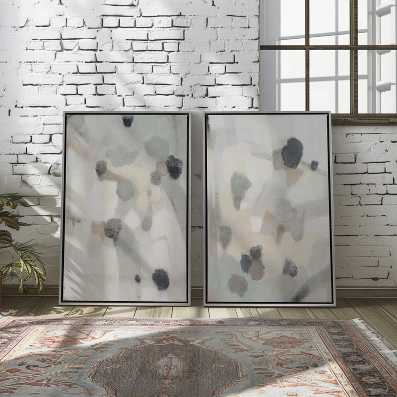 Ensemble de 2 subtils contrastes, Cadre flottant blanc opaque, H 31 po x l 42 po