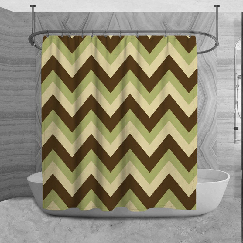 Chevron Shower Curtain Pattern Bathroom Decor Brown, 93" H x 70" W