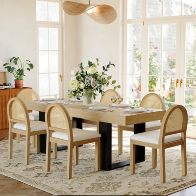Dining Table Set With Rectangular Extendable Dining Table & Upholstered Chairs