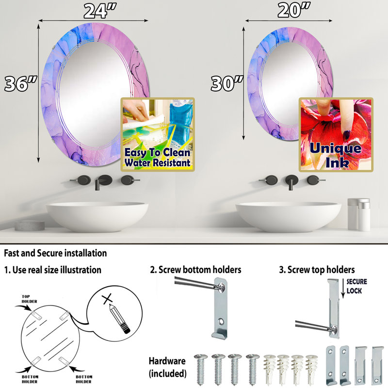 Miroir de salle de bain sans cadre, 30 po x 20 po