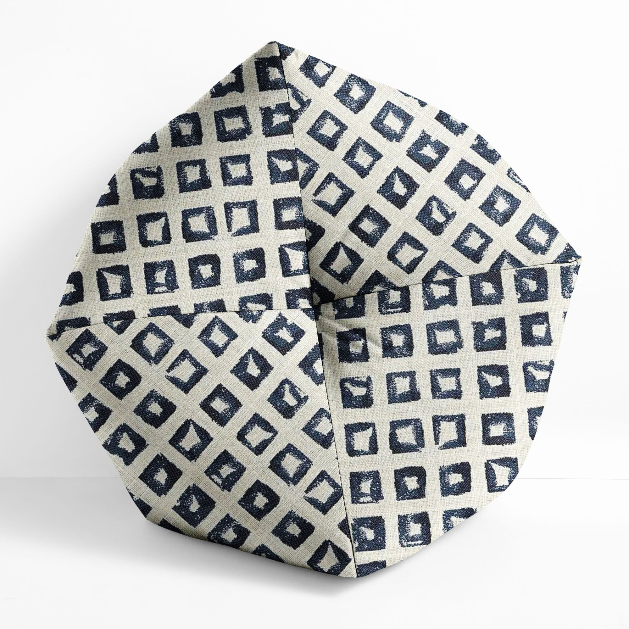 Sunbrella Geometric Outdoor 12'' Floor Pouf, Blue