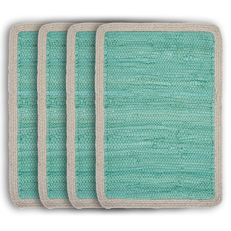 Cotton No Pattern Rectangle Placemat, Green