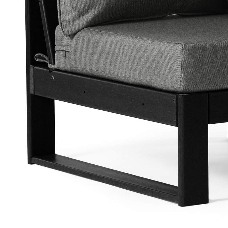 Patio Deep Seating Armless Chair With Frame, Gray, Black