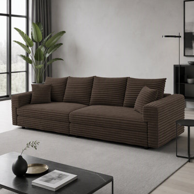 Plush Corduroy 4-Seat Cloud Sofa with Convertible Ottomans