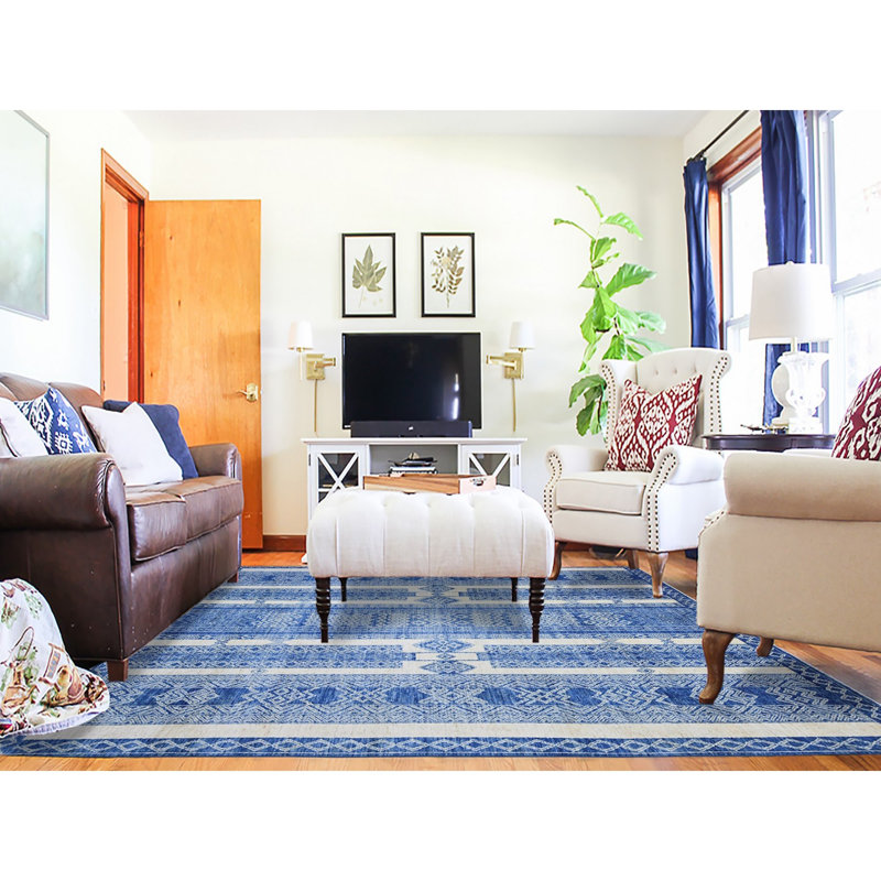 8'1"x9'9" Dutch Blue Fine Peshawar Organic Wool Hand Knotted Rug BD2CFC173A554393B852AB497CEDC29A