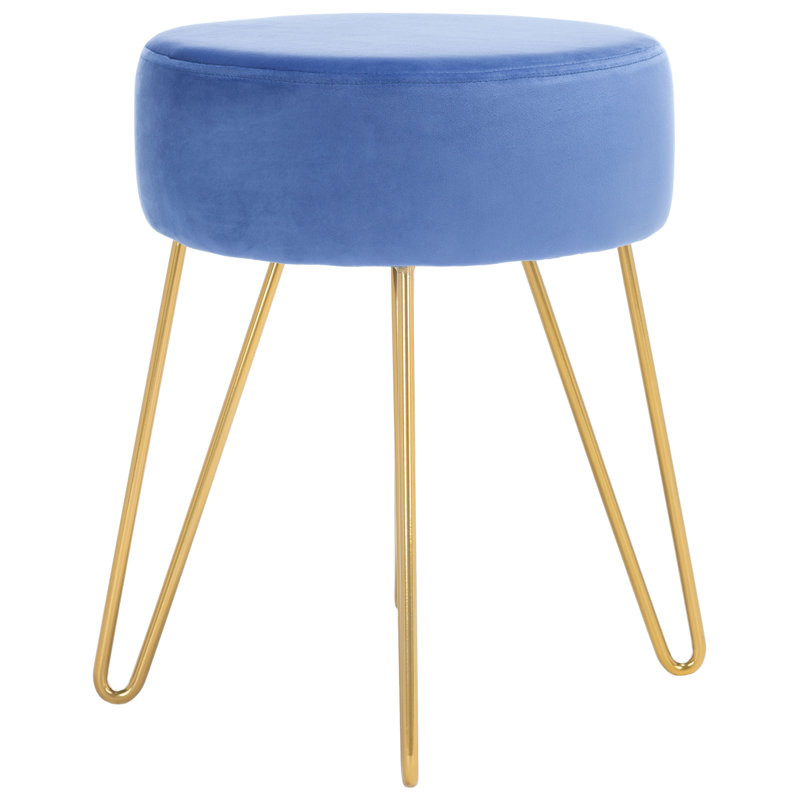 Nandina Iron Accent Stool, Blue Velvet