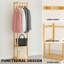 Dulles Bamboo Wooden Coat Rack Freestanding Coat Stand Hanger Hat Shoe Organiser Entryway Hallway Furniture