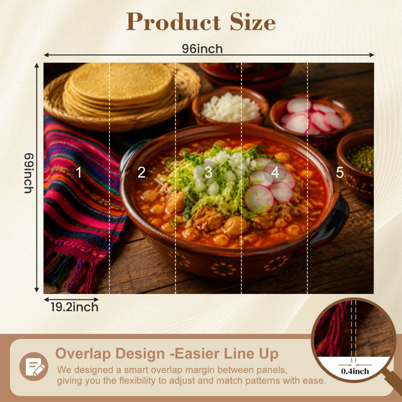 Adhésif mural amovible pozole mexicain Pez and Stick, 68.88" L x 96" W