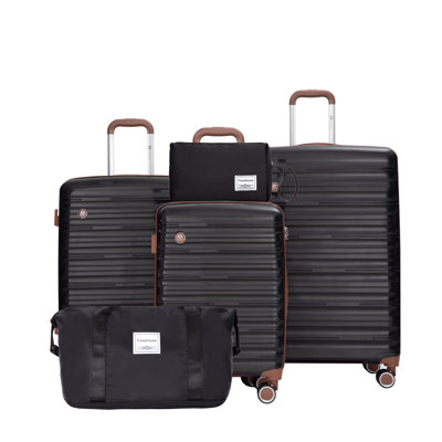 5-Piece Luggage Set,PP Hardshell Luggage Set With TSA Lock And Durable Spinner Wheels (20"24"28 +A Travel Bag And A Toiletry Bag)