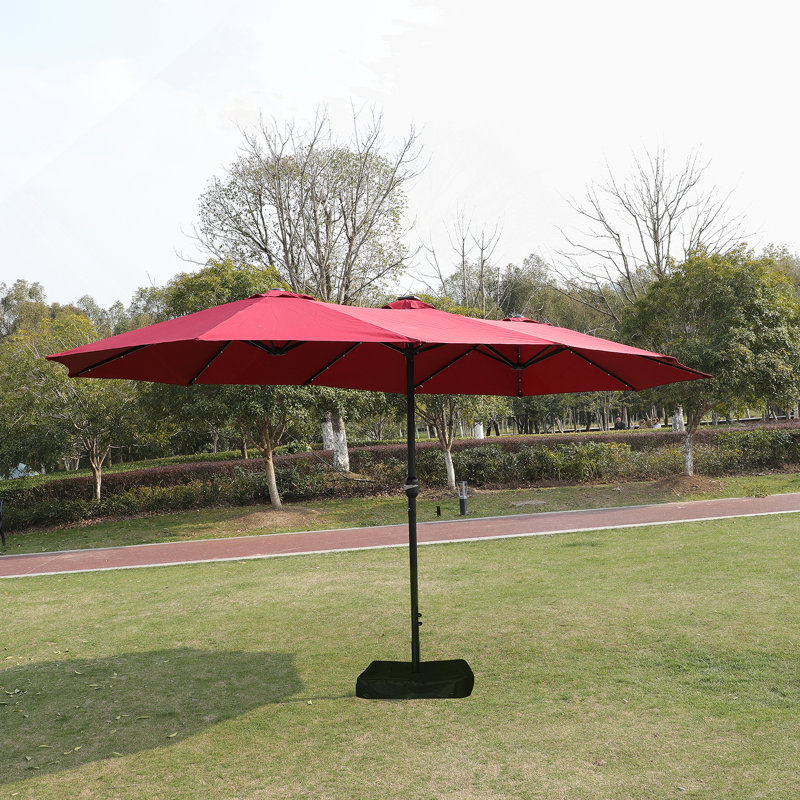 Parasol d'extérieur à double face avec lumière et base pour patio