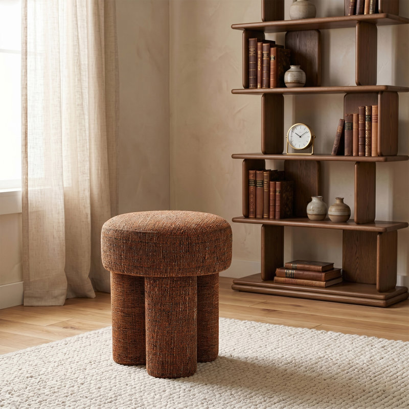 Repose-pieds carré large de 14,5 po Larson, Tissu de polyester cognac