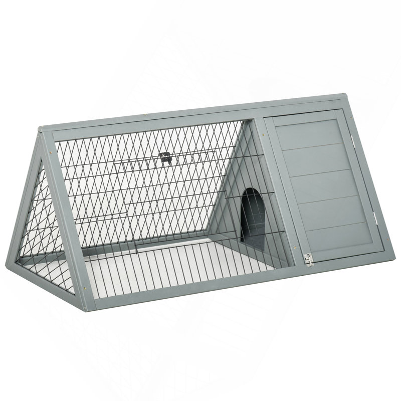 Cage à lapins 46 po x 24 po en bois avec cadre extérieur en A et cage de ventilation, Gris