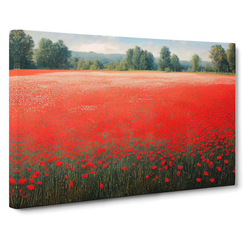 Enigmatic Poppy Field Flowers - Wrapped Canvas