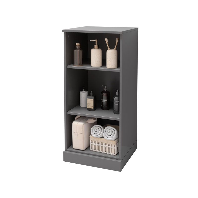 Armoire de salle de bain 100% bois massif avec tablettes réglables, Gris, H 35,75 po x l 16,5 po x P 15,5 po
