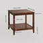 Table de bout en bois massif, table d'appoint carrée à 2 niveaux avec tablette de rangement, table de chevet en bois, petite table basse-131255546