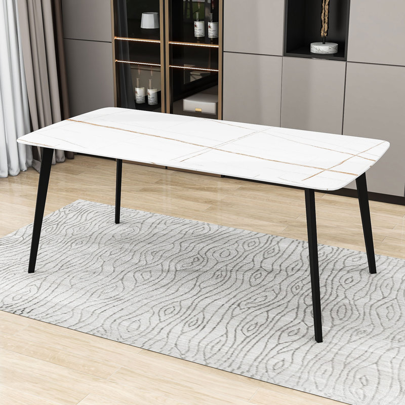 Tranesha Porcelain Dining Table, Ceramic Table for Dining Room, 35" W x 71" L