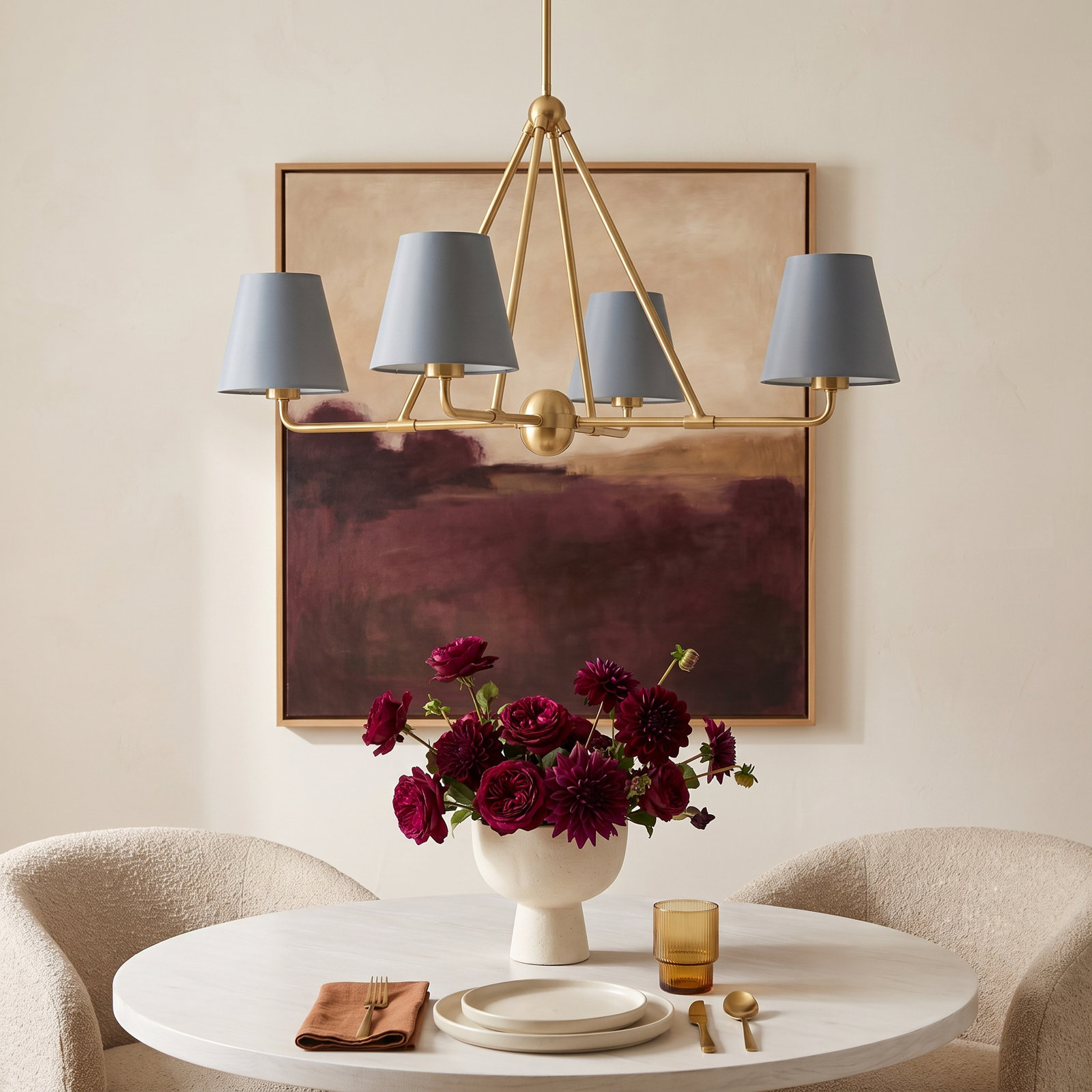 Kinston 4-Light Chandelier, Gold, Blue