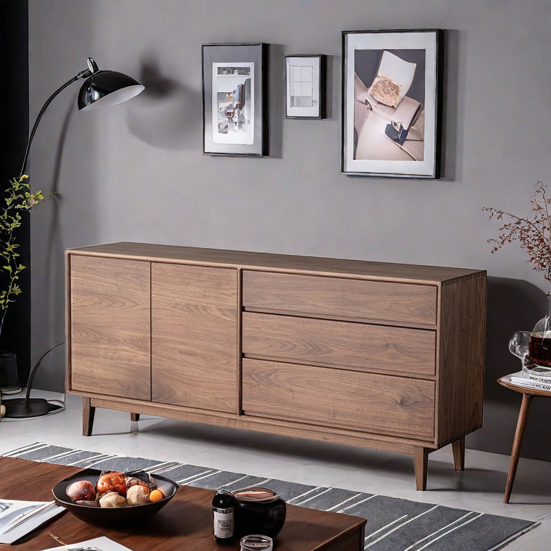 Buffet simple en noyer noir multifonction, H 32,3 po x l 47,2 po x P 16,5 po
