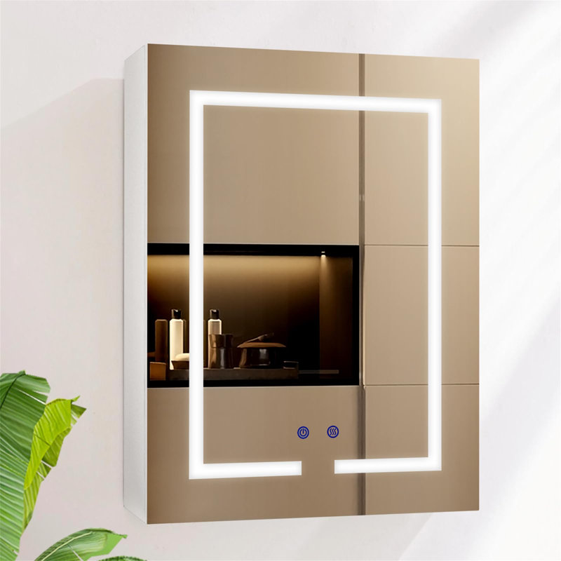 Chriss W H Wall Mounted Required Frameless Medicine Cabinet Mirror 3 Adjustable, 66cm H x 50cm W x 13cm D