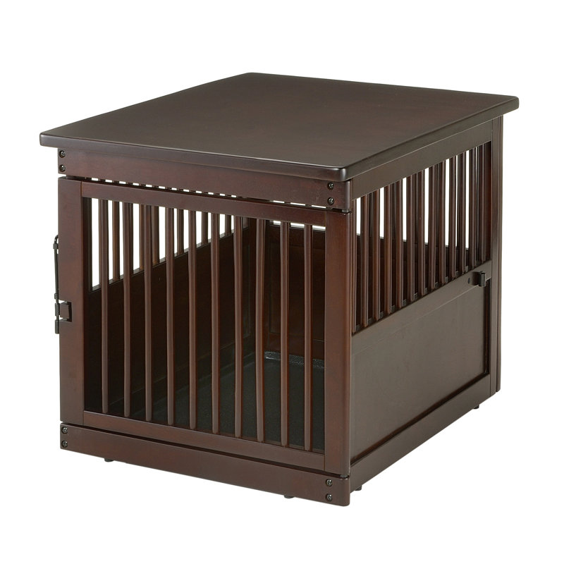 Wooden End Table Pet Crate, Medium (24" H x 25" W x 31.1" D), Dark Brown