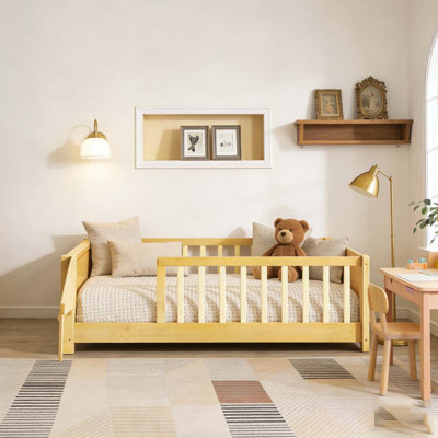 Twin Size Floor Bed with Built-in Book Rack and Door