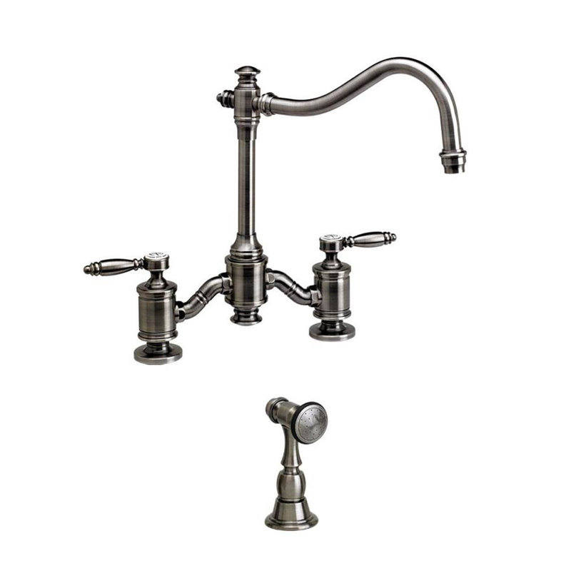 Annapolis Bridge Faucet - Lever Handles, Antique Pewter