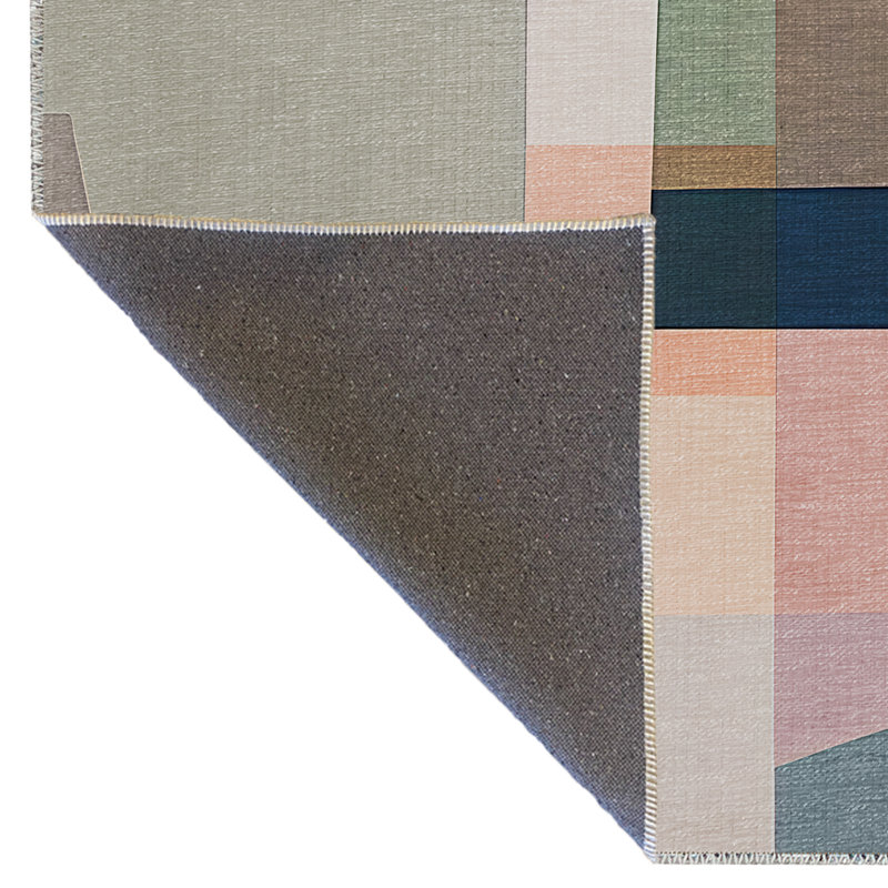 Multi-Colored Mixed Abstract Shape Patterned Modern Decorative Rug, Rectangle 3'11.24" x 5'10.87"