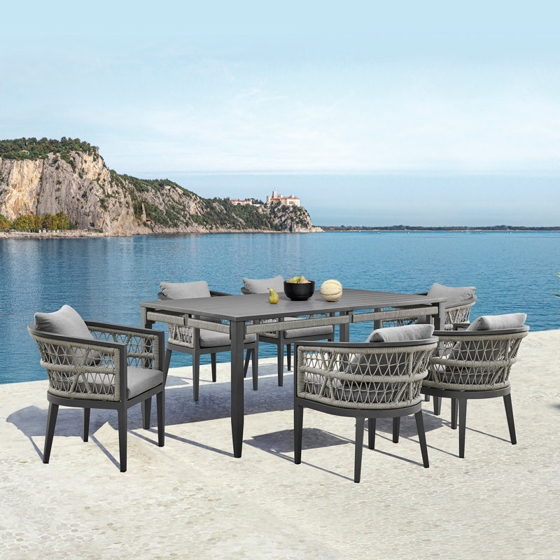 Elvina 66'' Rectangular 6 - Person Outdoor Dining Set with Cushions
