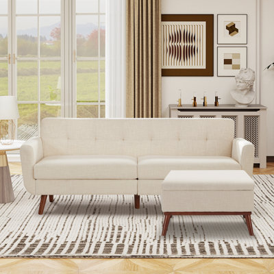 78'' Square Arms Sofa With Ottoman